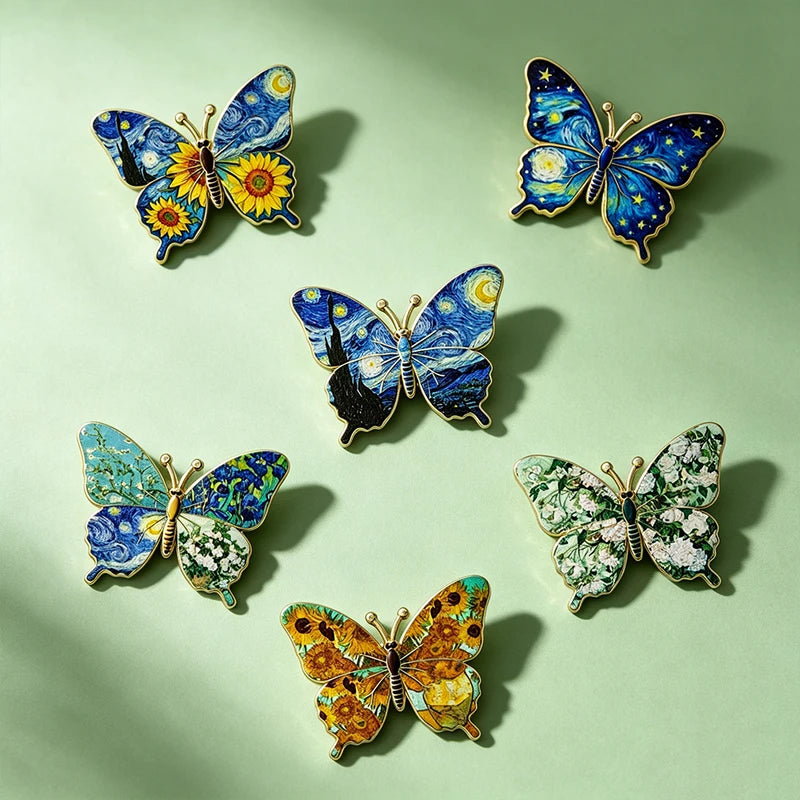 6-Pack Big Flower Butterfly Brooches for Women's Clothing Accessories