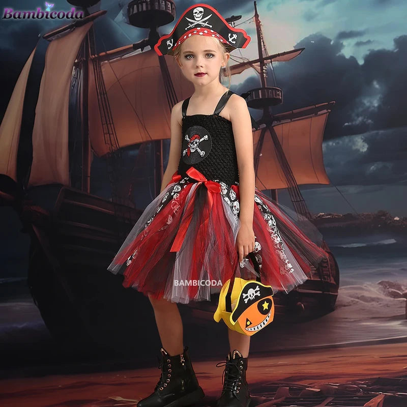 Girl Pirate Costume for Halloween Carnival Party Fancy Dress Cosplay 3-10 Years