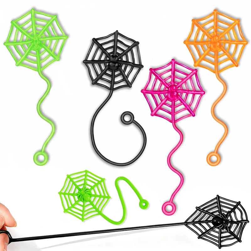 Colorful Sticky Hands Spider Web Party Favors for Kids Halloween Birthday Classroom Prizes - 8/12/24 Pcs