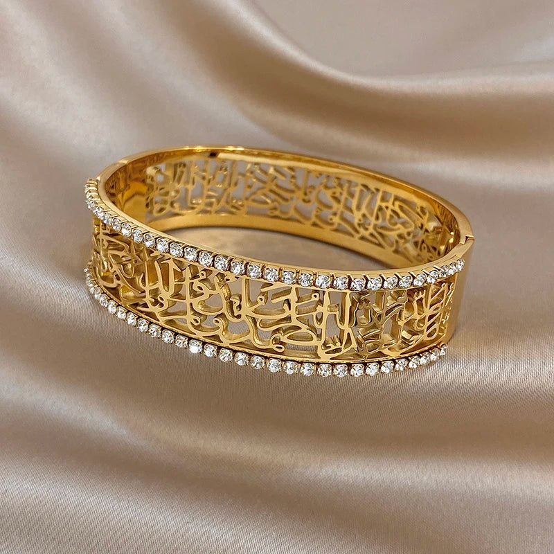 Exquisite Non-Fading Cuff Bangles for Women & Men Jewelry Set with Rhinestones