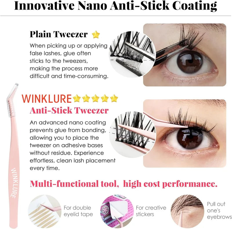 Self-Adhesive Eyelash Clusters - Reusable Wispy Press-On False Lashes