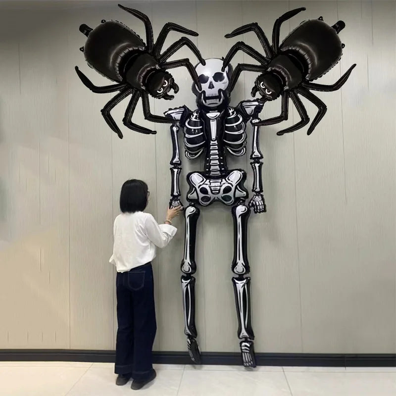 Halloween Balloon Decorations Black Spider Skull Skeleton Party Supplies