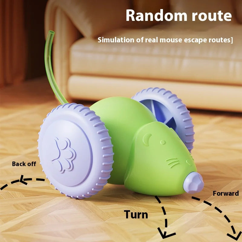 Interactive Electric Mouse Car Toy for Cats Rechargeable Obstacle Avoidance Play Animal