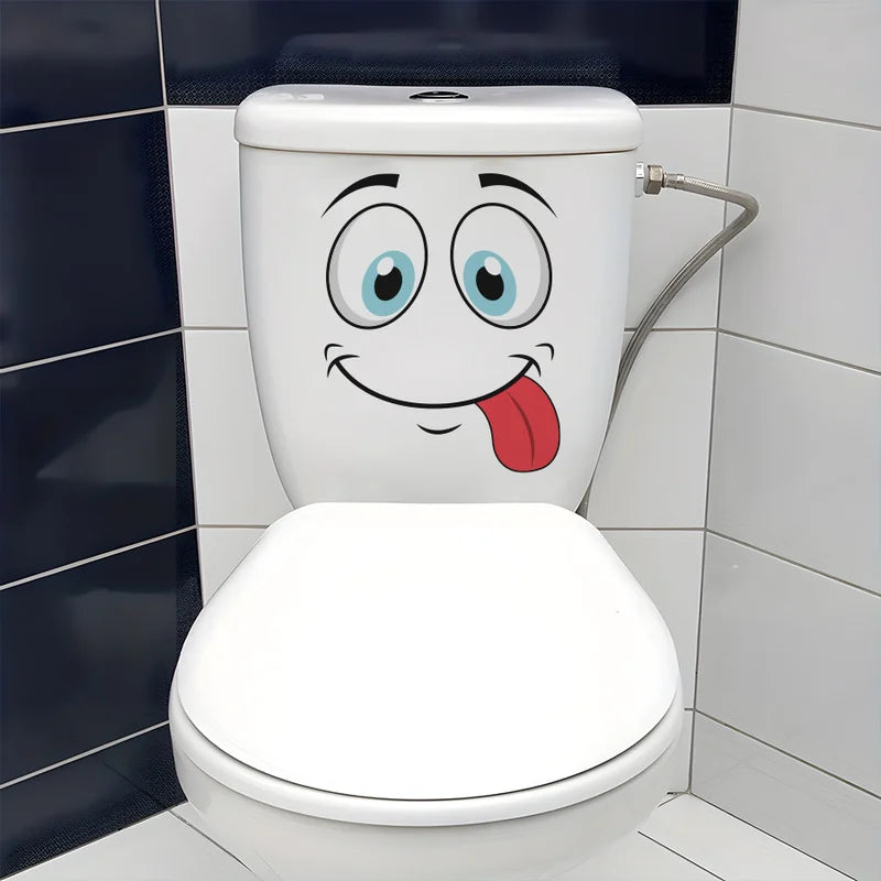 4-Pack Cartoon Expression Trash Can Stickers - Waterproof Vinyl Home Decor