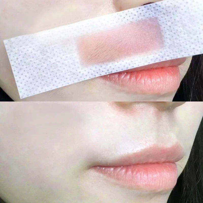 Facial Hair Removal Wax Strips - Painless Depilatory Sheets for Face & Body