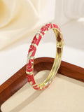 Colorful Floral Oil-Drip Four-Leaf Clover Bracelet for Women Ethnic Style Enamel Jewelry