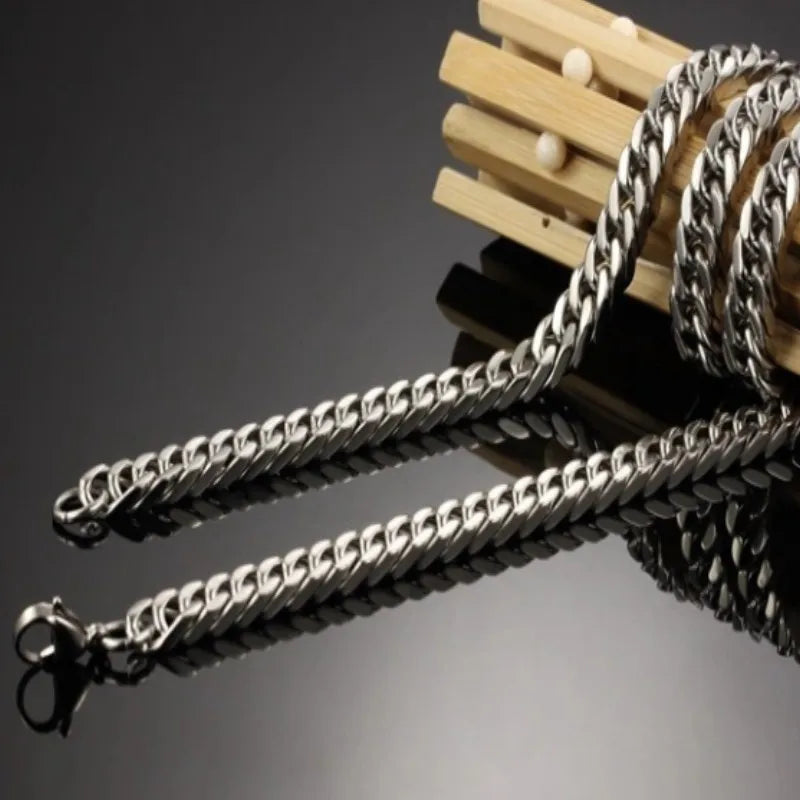 Men's Heavy Stainless Steel Cuban Chain Necklace 8mm-14mm Thick, Unisex Jewelry