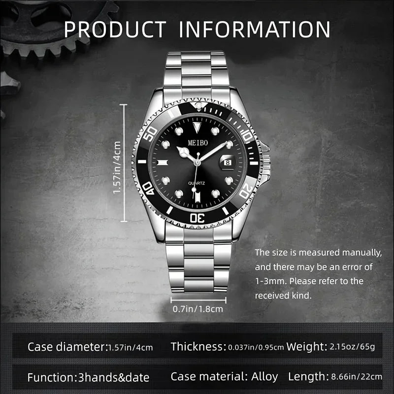Men's Luxury Waterproof Automatic Luminous Watch with Silver Stainless Steel Bezel