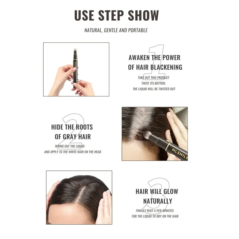 Temporary Hair Color Pen for Gray Root Coverage - Liquid Hair Dye Stick