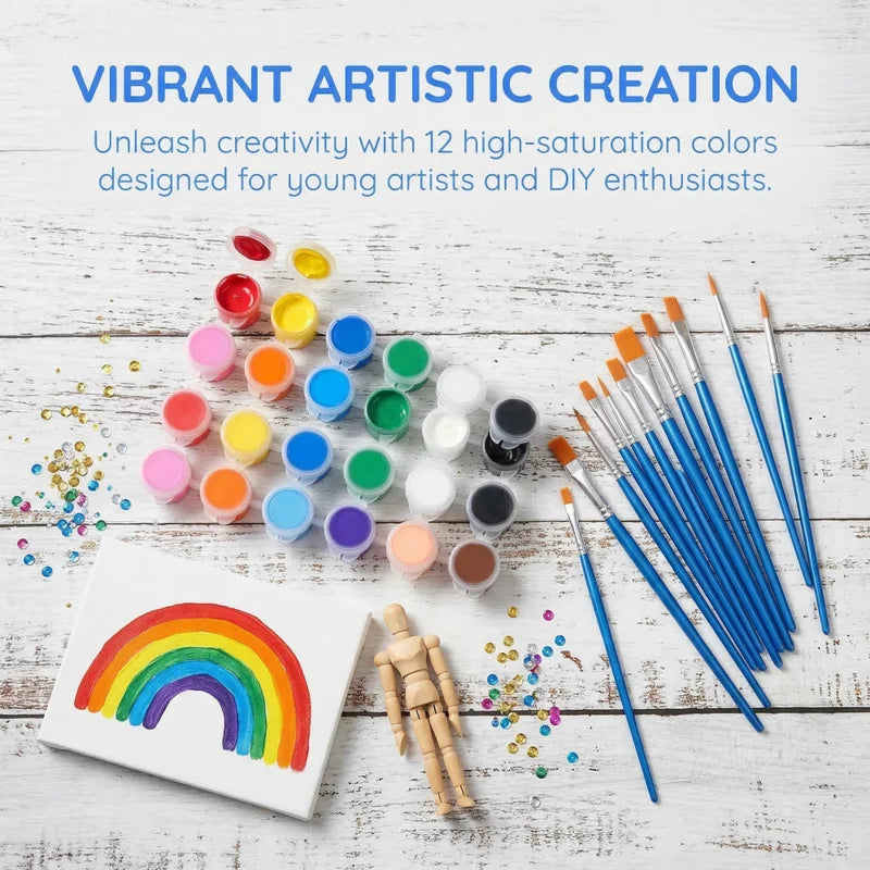 12-Color Waterproof Acrylic Paint Set for DIY Art Crafts Canvas & Graffiti