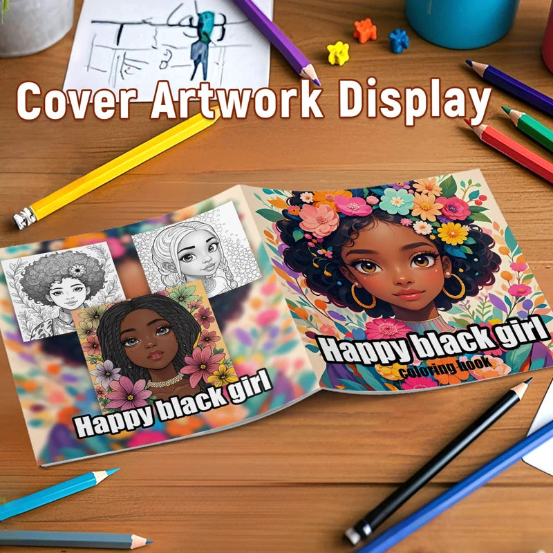 Black Coloring Book for Dark-Skinned Girls - Thick Pages Creative Expression