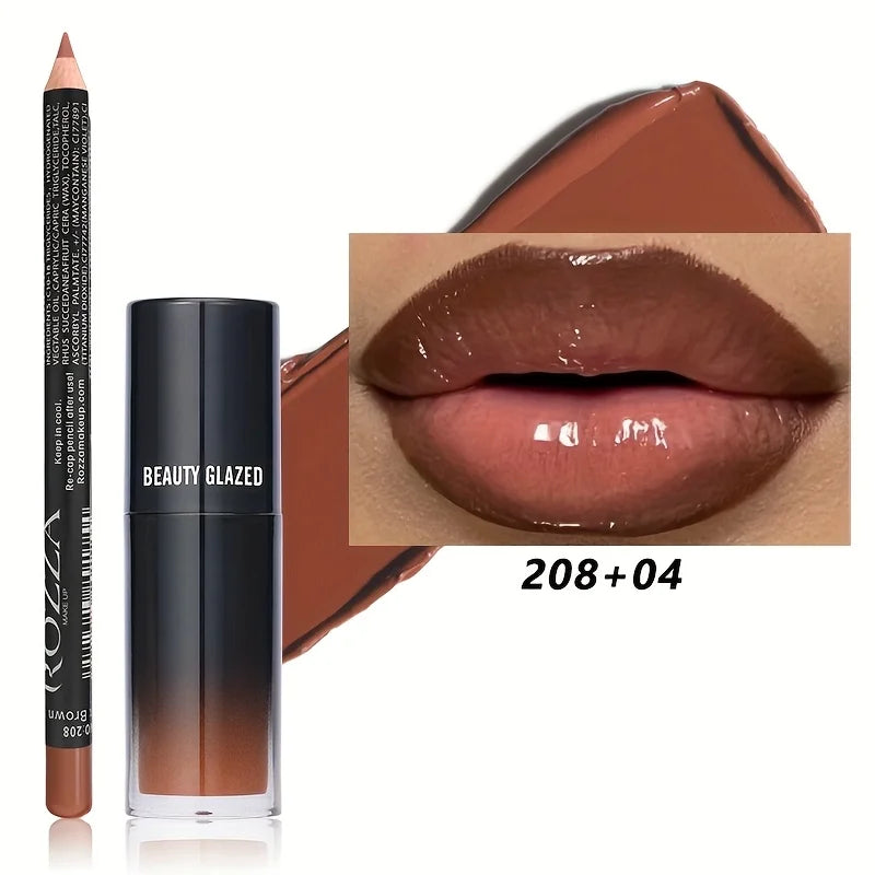 Lip Liner and Lip Oil Set - Waterproof, Long-Lasting, Moisturizing Lip Makeup