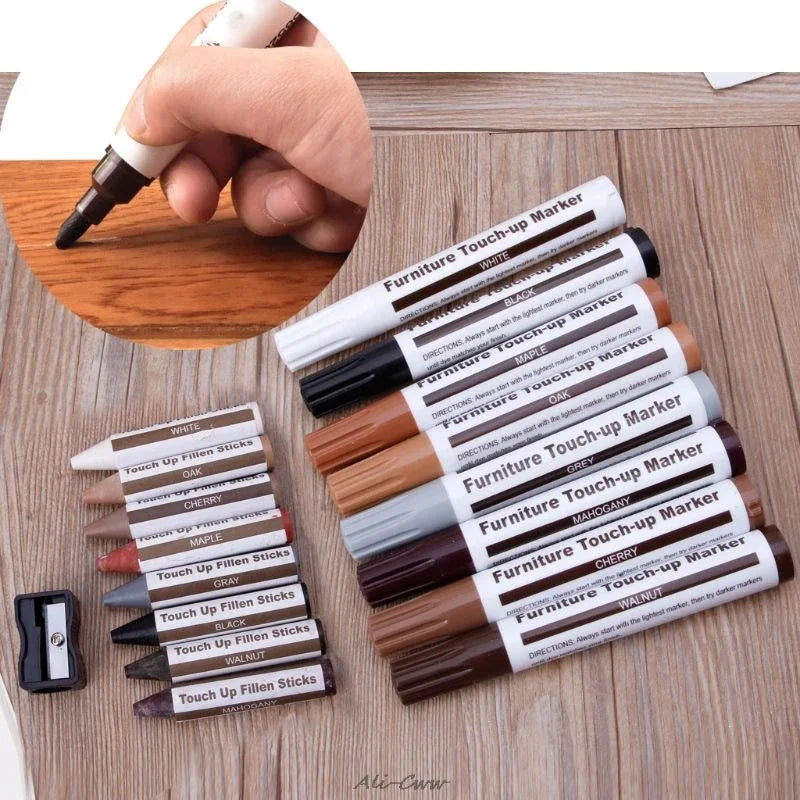 Furniture Touch Up Kit 12/17/21Pcs Wood Scratch Repair Markers & Filler Sticks