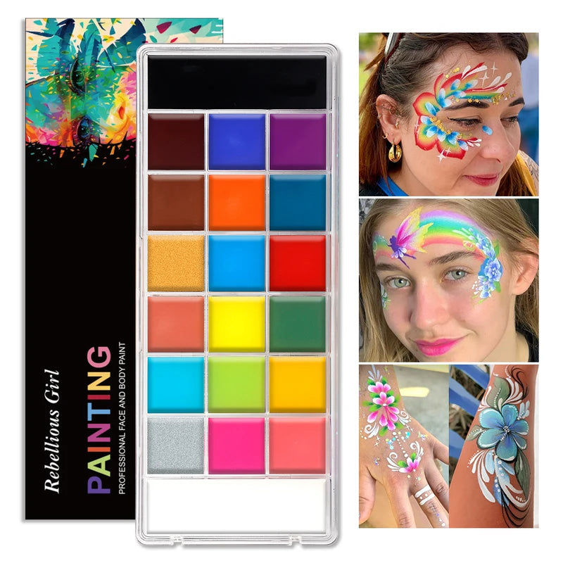 Professional Face & Body Paint Palette - 12/20 Colors for Halloween & Cosplay