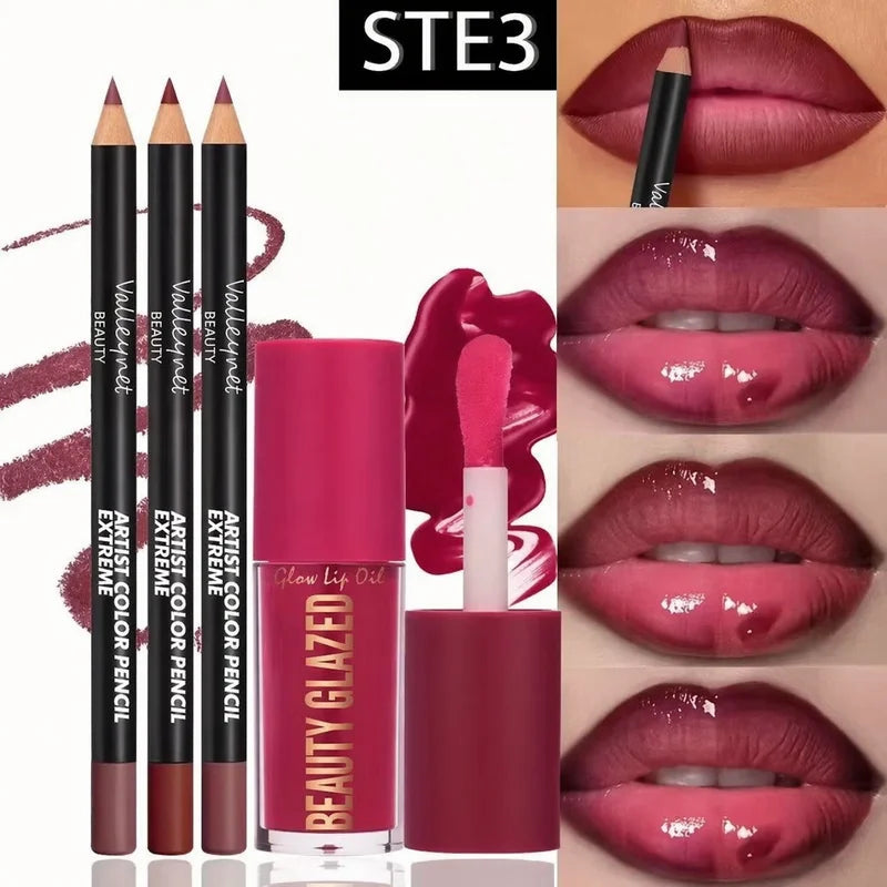 Lip Kit Set with Lip Liners and Lip Gloss - Waterproof, Long-Lasting Matte Finish, Versatile for Casual & Formal Wear