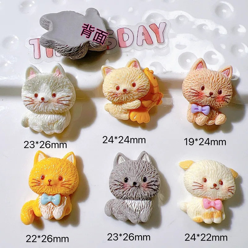 10Pcs Resin Cartoon 3D Cat Craft Decorations for Scrapbooking Jewelry Making