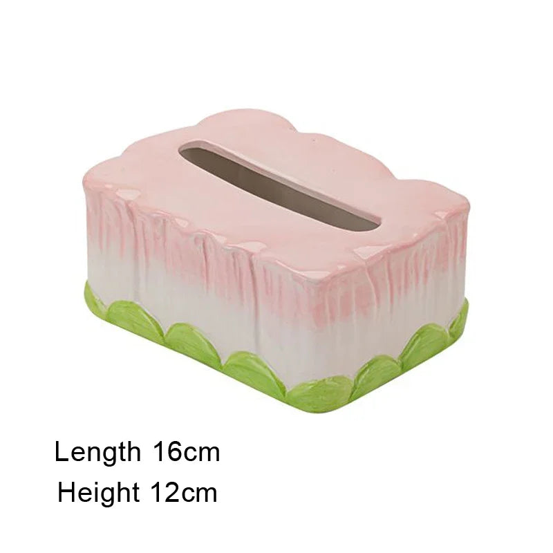 Ceramic Tulip Tissue Box - Creative Home Desk Decor, Living Room Gift