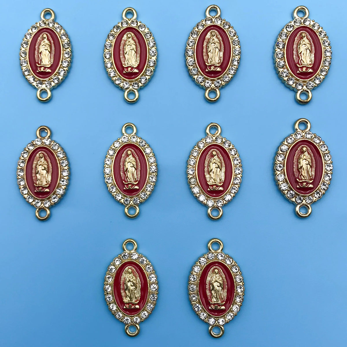 10/12Pcs Rhinestones Enamel Virgin Mary Charms for Jewelry Making Findings & Crafting
