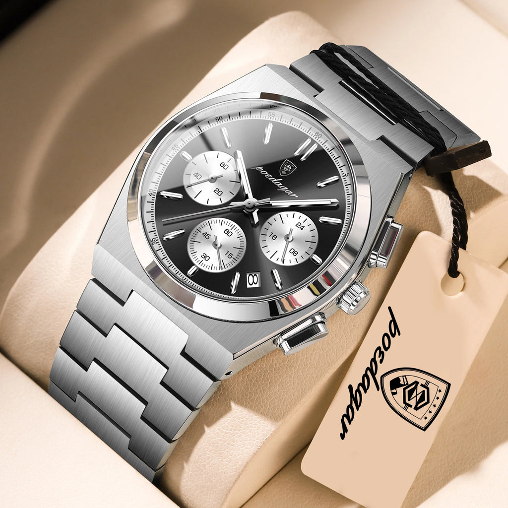 Men's Quartz Watch Waterproof Luminous Chronograph Stainless Steel Business Watch