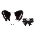 Halloween Cat Ears Headband & Necklace Set for Cosplay Costume - Black & White