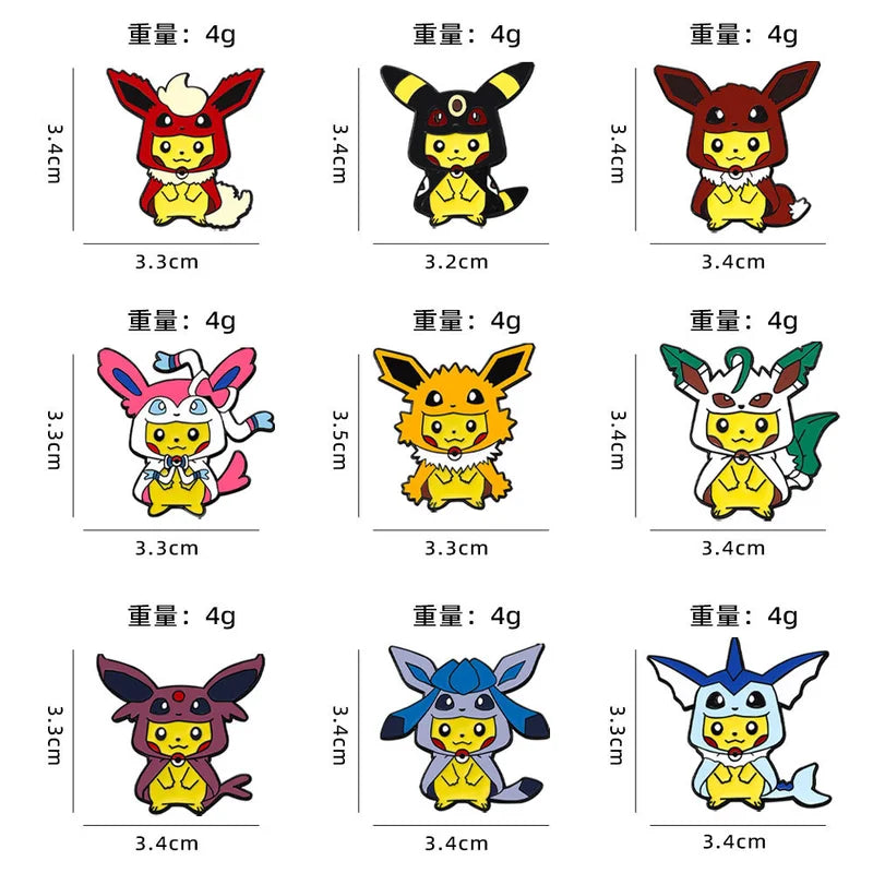 9Pcs Cute Pikachu Brooch Set Enamel Pin Jewelry for Clothing & Backpack