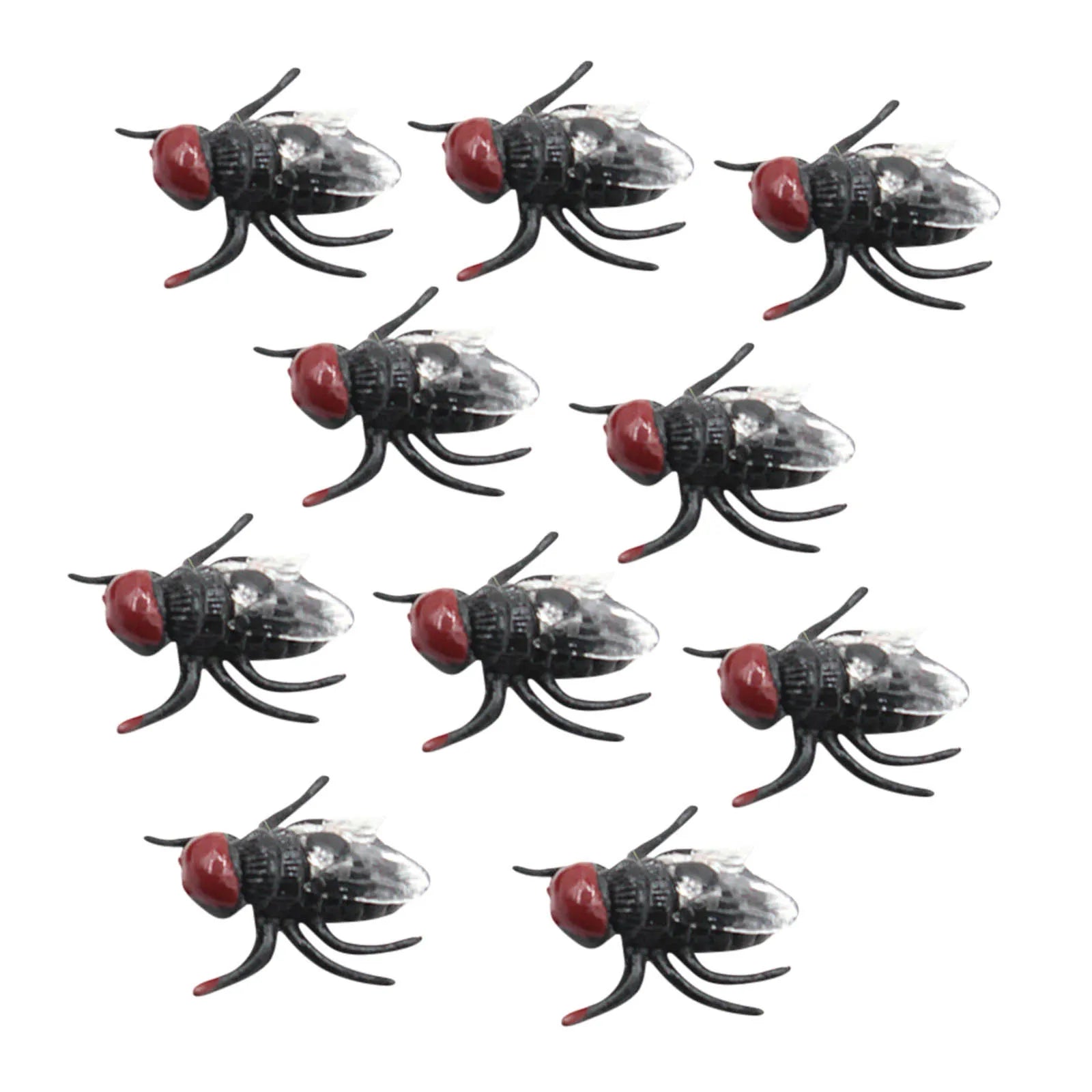Fake Plastic Flies Insect Prank Toys Set - Halloween Joke Trick Props