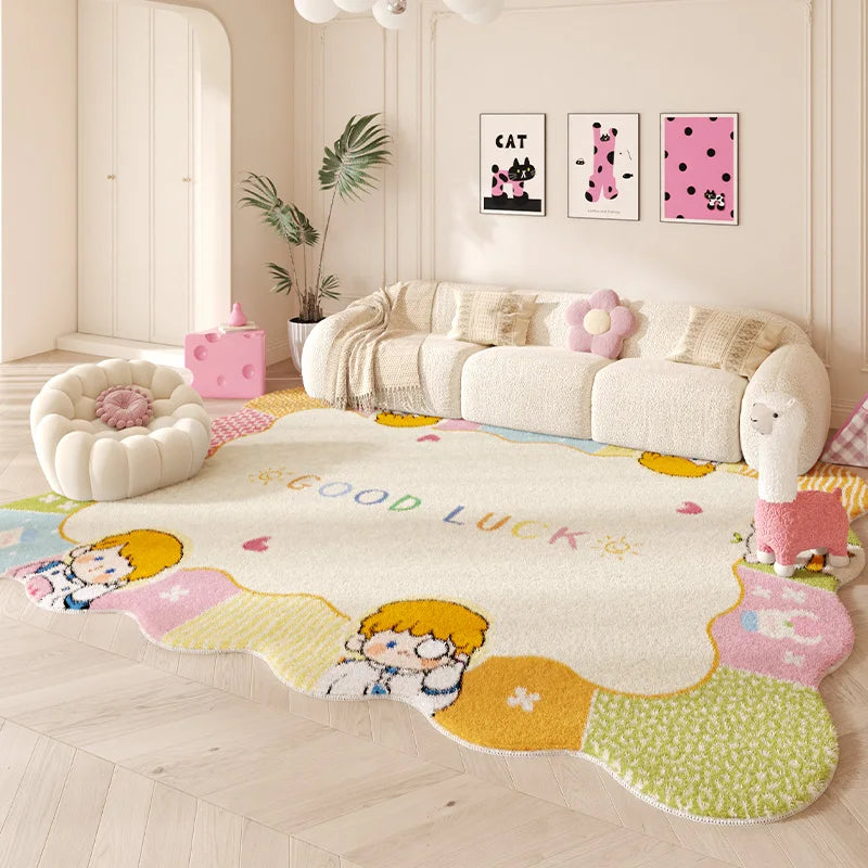 Soft Irregular Shape Carpet for Living Room and Bedroom - Thick Fluffy Rug