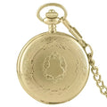 Carved Floral Rattan Shield Crown Pendant Watch with Chain - Vintage Steampunk Gift for Men