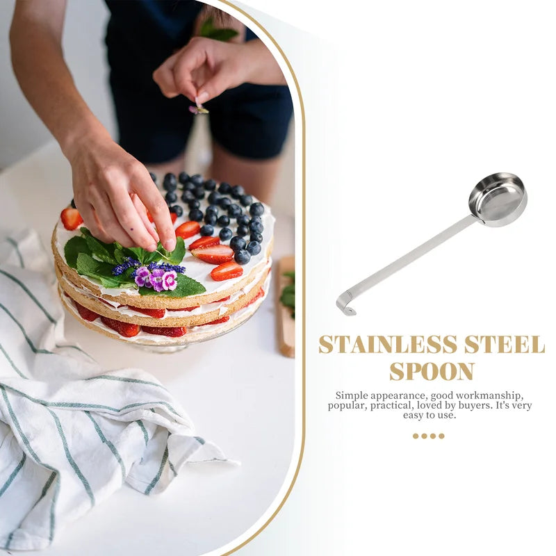 Stainless Steel Pizza Sauce Spoon with Flat Spreader Handle - Kitchen Ladle for Spreading and Serving