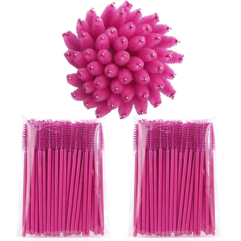 Disposable Eyelash Brushes Spoolies Micro Lash Mascara Wands 100pcs - Various Colors