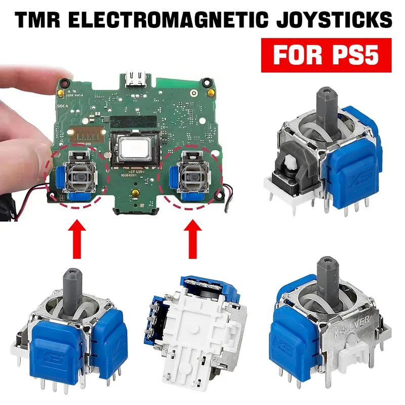 Electromagnetic Joystick Replacement Kit for PS4, PS5, Xbox Series S/X Controllers – Magnetic Sensor 3D Analog Stick (2/10 Pack)