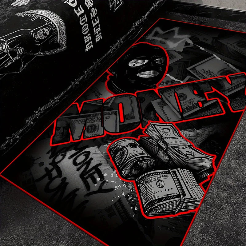 Street Style Area Rug with Dollar Design - Non-Slip Wear-Resistant Floor Mat for Living Room & Bedroom