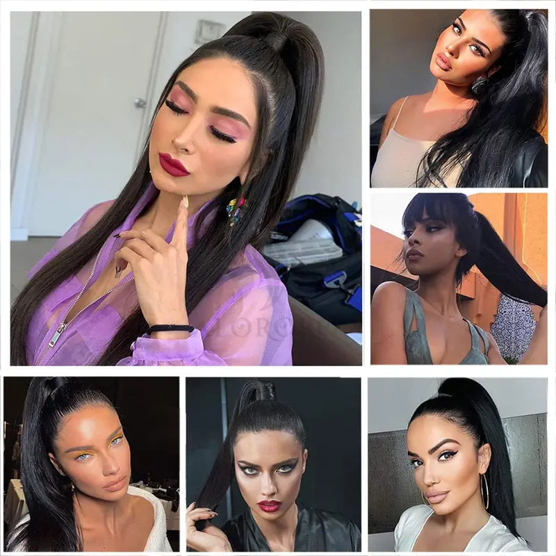 Clip-In Ponytail Hair Extensions 10-26 Inches, Natural Straight Human Hair