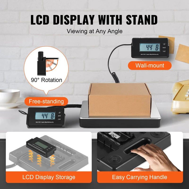Digital Shipping Scale 440lbs with Tare Function LCD Display Portable Postal Weighing Scale