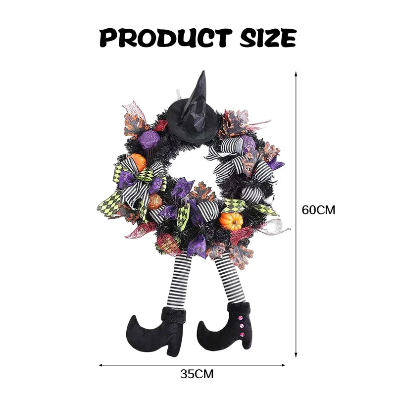 Halloween Witch Wreath with Legs Garland Wall Hanging Door Decor