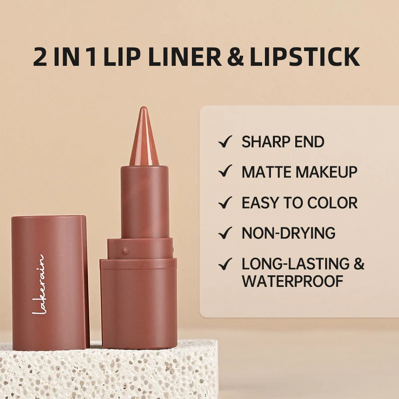 Gradient Lip Crayon Matte Waterproof Lip Liner & Lipstick Set - Long Lasting