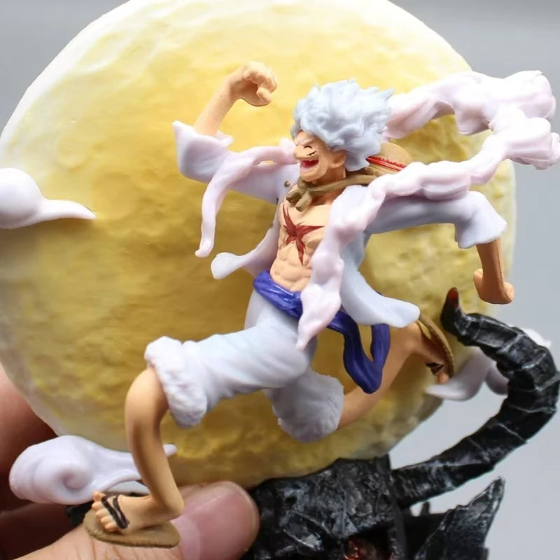 12cm One Piece Anime Action Figure with Moon Light - Luffy Gear 5 PVC Model