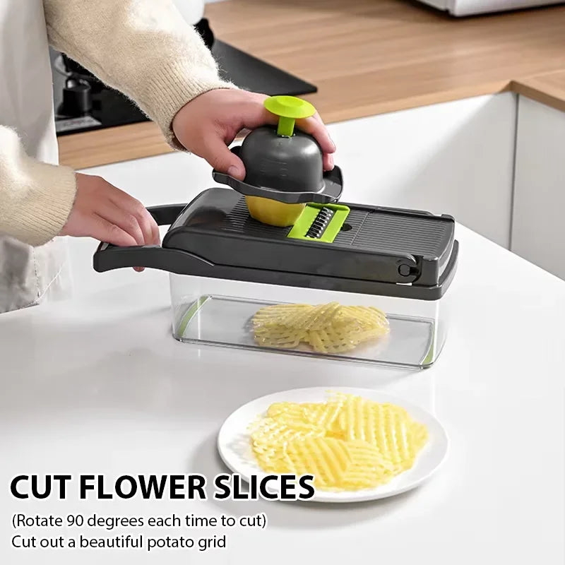 Multifunctional 5-in-1 Handheld Food Chopper Vegetable Slicer Dicer Grater Kitchen Prep Tool