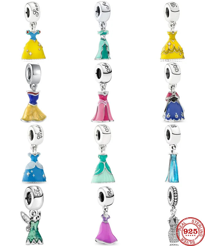 Sterling Silver Princess Pendant Beads for Jewelry Making - Multiple Colors