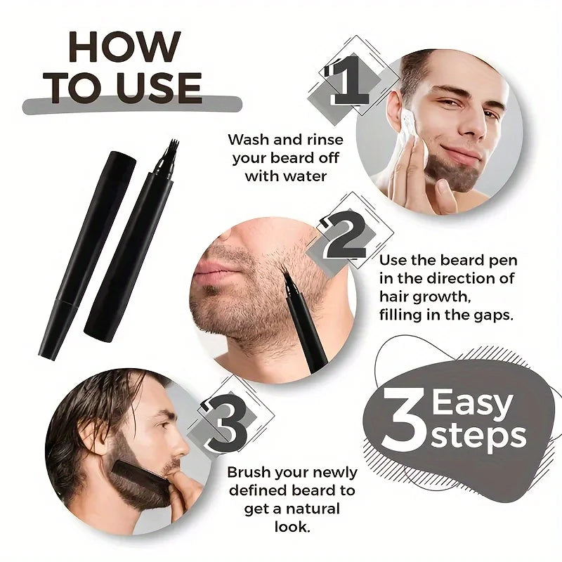 Beard Filling Pen Kit for Thicker Look Waterproof Hair Color Shaping Tool