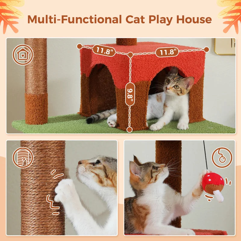 Large Multi-Level Cat Tree Tower with Scratching Posts and Cozy Hammock