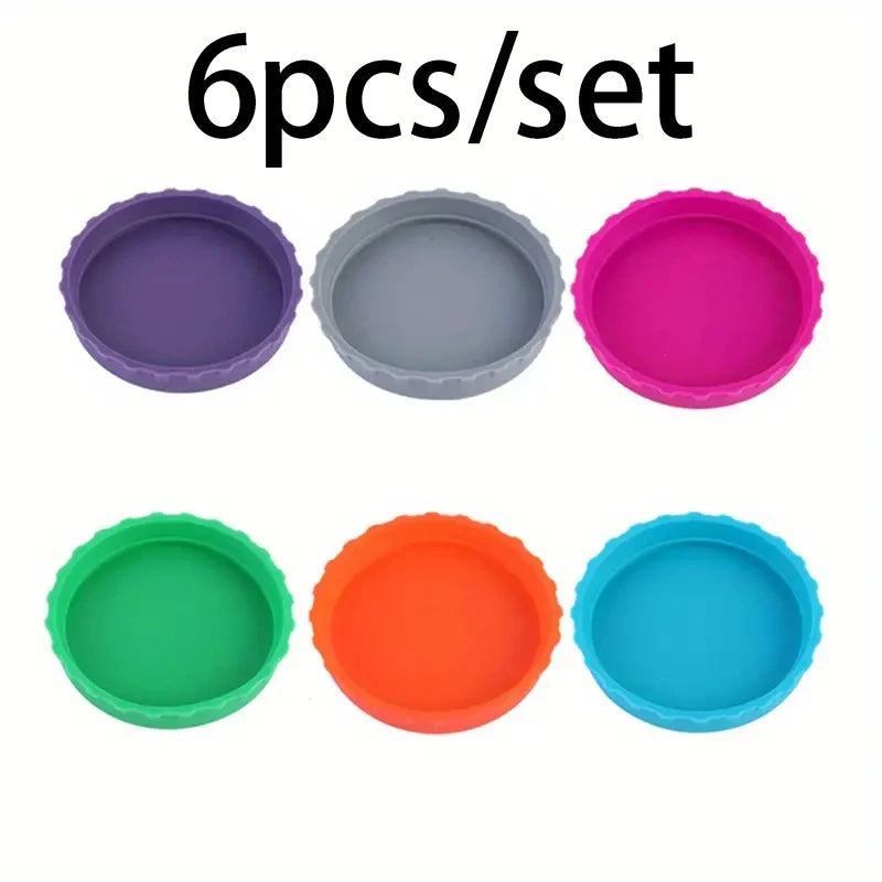 6 Pack Silicone Can Lids - Leakproof Soda & Beer Bottle Seals