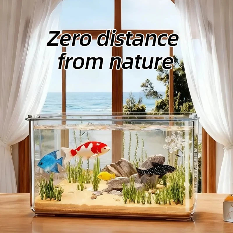 Clear Desktop Fish Tank for Office & Home Decor - Rectangular Bare Aquarium