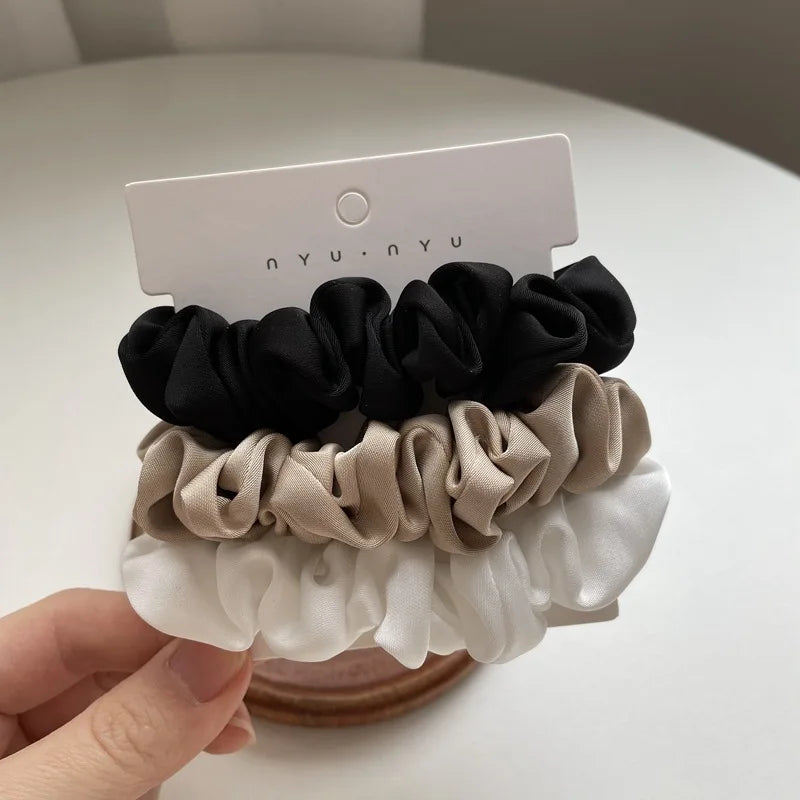 4PCS Small Silk Hair Scrunchies Set for Women and Girls - Elastic Ponytail Holders