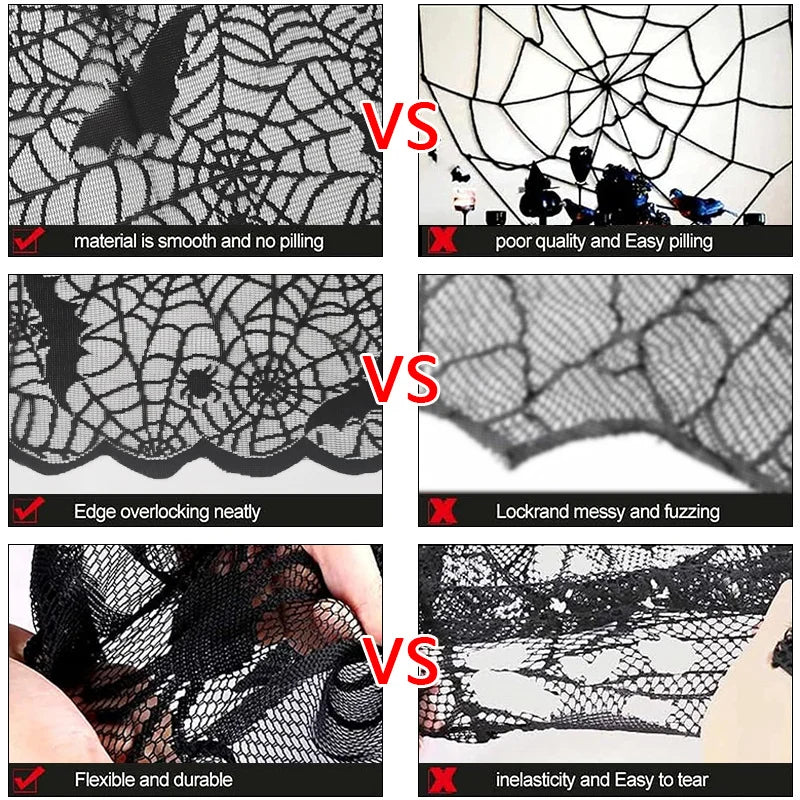 Halloween Lace Tablecloth Bat Skull Pattern Rectangular Decoration