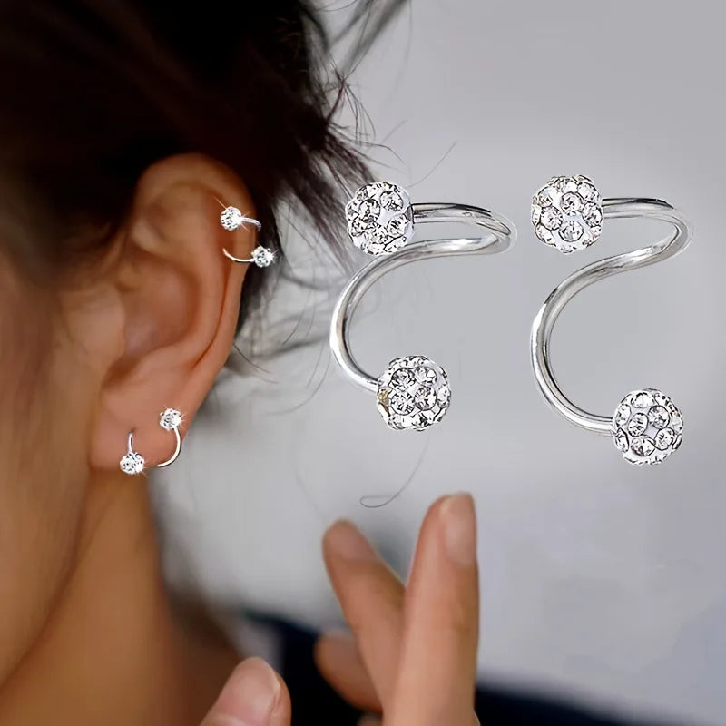 Minimalist Women's Spherical Earrings with Spiral Design - Daily Jewelry