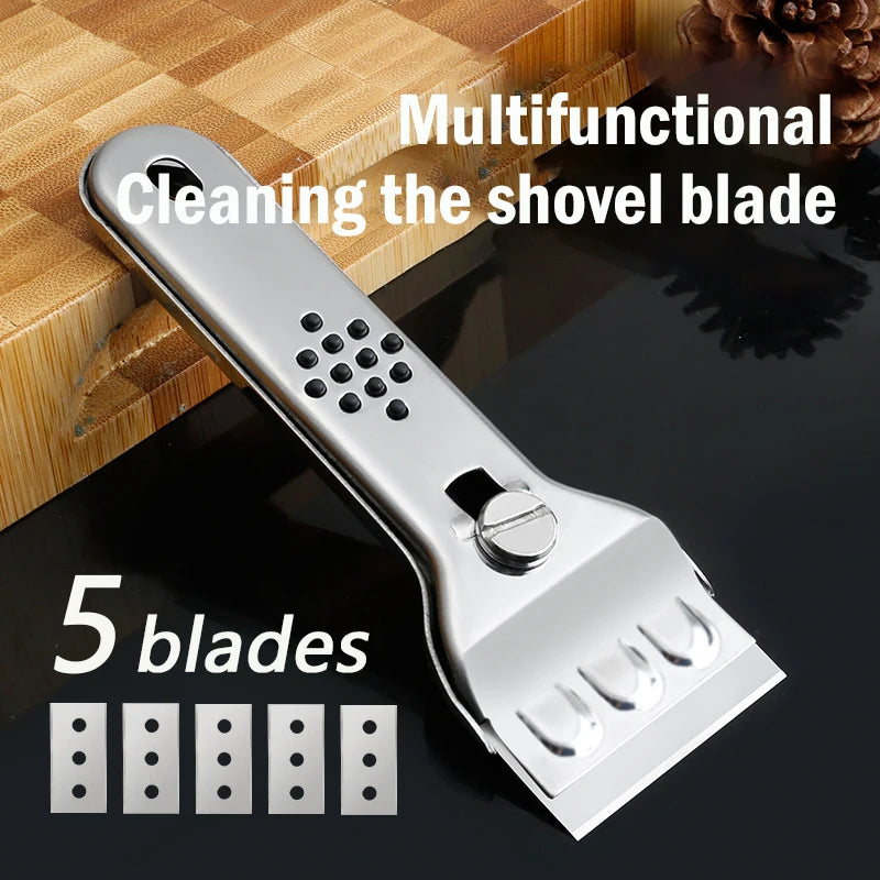 Stainless Steel Paint Scraper Tool with Replaceable Blades for Kitchen Glass Tile