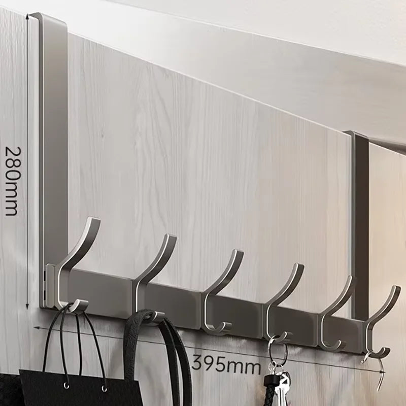 Over-the-Door Hook Rack No-Drill Aluminum Space Saver for Clothes Bags Towels