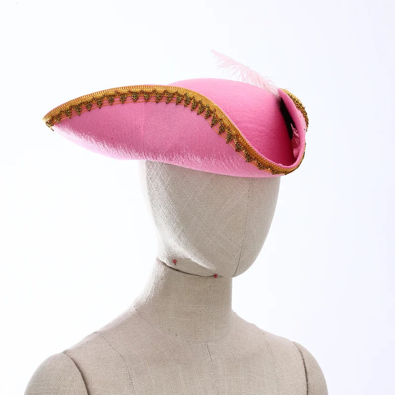 Pirate Costume Hat with Metallic Brim for Halloween Cosplay & Masquerade