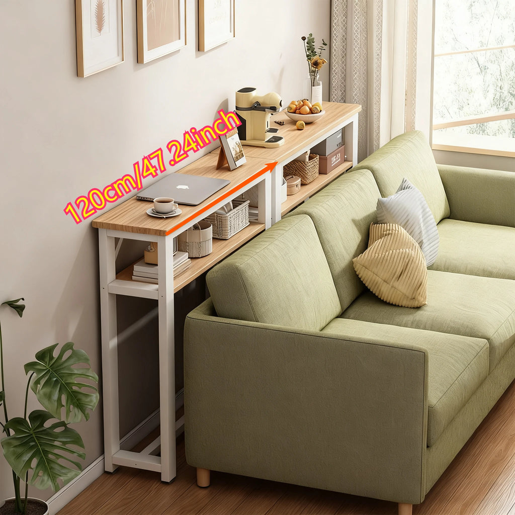 Multifunctional Sofa Back Shelf Coffee Table Storage Rack with Wood Surface